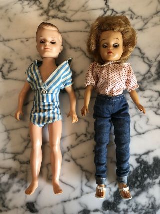 Vintage 1960s Tiny Teen Suzette Doll W/bob Boy Doll Uneeda