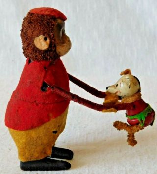 Vintage German Schuco Hopsa Dancing Monkey With Ballerina Mouse Wind Up Toy