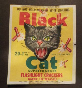 Black Cat Firecracker Pack Label - Vintage Fireworks Labels