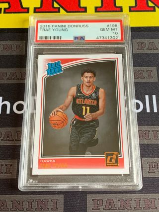18 - 19 Donruss Trae Young Rc Rookie Card Psa 10 Hawks