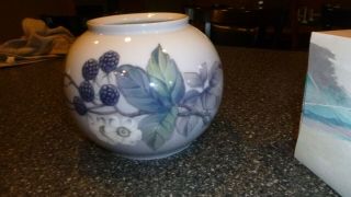Vintage Royal Copenhagen Vase With Blackberries 288 - 42b Signed