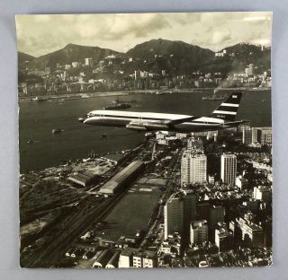 Cathay Pacific Convair Cv - 880 Vr - Hga Over Hong Kong Large Vintage Airline Photo