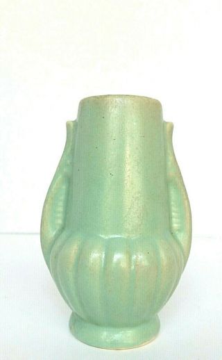 Vintage 1939 Brush Mccoy Miniature 11 Art Deco Vase Green 4 5/8 "