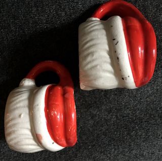 Vintage 1950’s Winking Rosy Cheek Santa Claus Mini Ceramic Mug Japan Set 2 Mugs 2