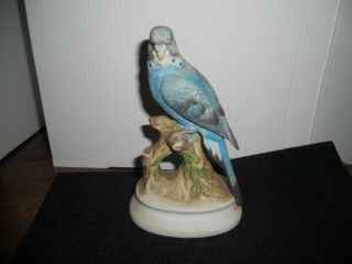 Vintage Lefton Japan Blue Parakeet Figurine 5 " Tall Kw464