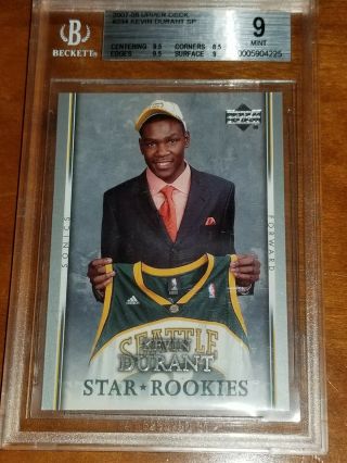 Kevin Durant 2007 - 08 Upper Deck Star Rookie Bgs 9 - Supersonics/ Nets,  2nd Rookie