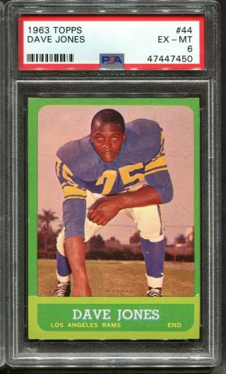 1963 Topps Football 44 Dave Jones Rc Psa 6,  Looks Nicer Hof Los Angeles Rams