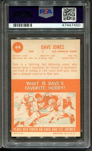 1963 Topps Football 44 Dave Jones RC PSA 6,  Looks Nicer HOF Los Angeles Rams 2