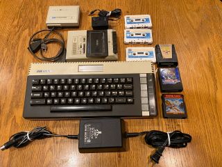 Atari 600xl Home Computer With 3 Game Cartridges And Ge Computer - Mate Recorder