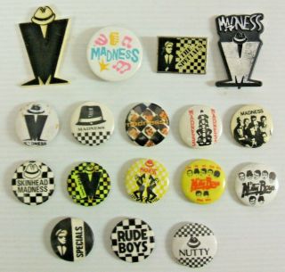 Madness,  Nutty Boys & Specials: 17 Vintage Button Pin Badges Ska 2 - Tone 1979/80s 2