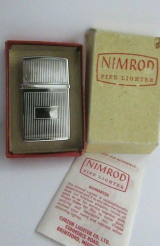 1960 Nimrod Commander Pipe Petrol Lighter Made In England Boxed