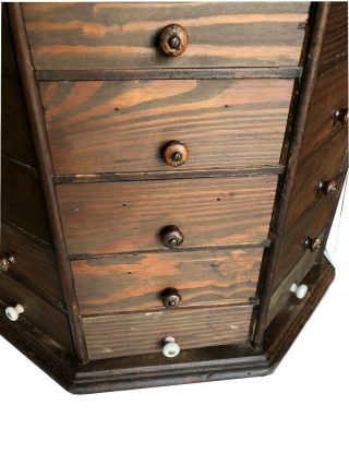 c1900 AMERICAN BOLT & SCREW Antique Octagonal 80 drawer Hardware Store Cabinet 4