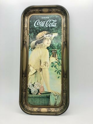 Vintage Coca Cola Sign Tin,  Victorian Lady 1970
