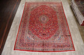 10x13 Large VINTAGE Hand - Knotted Traditional Area Rug RED Floral Oriental Carpet 2