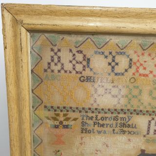 Large Antique Victorian Needlework Sampler By Winifred Roberts Dated 1888 House 3