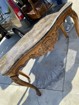 Victorian Walnut Marble Top Table Side Hall Console Eastlake