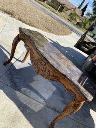 Victorian Walnut Marble Top Table Side Hall Console Eastlake 3