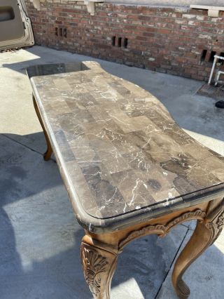 Victorian Walnut Marble Top Table Side Hall Console Eastlake 4