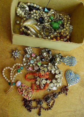 Joblot Old Vtg Jewellery For Repair/crafts Art Deco,  Brooch,  Diamante,  835 Silver