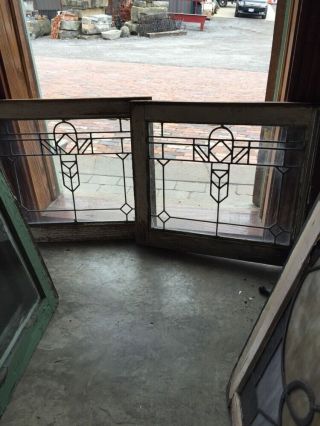 Sg 369 Matched Pair Antique Leaded Glass Windows