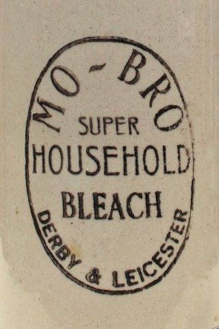 Vintage C1900s Mo - Bro Household Bleach Derby & Leicester Stone Bottle