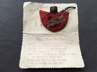 Pre 1910 Pipe Of Peace&pouch Of Plenty Angus Thomas Made Xmas&new Year Card