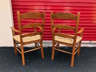 Ladder Back Arm Chairs Rush Seats In Oak