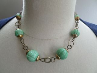 Vintage,  Green Peking Glass Bead And Hoops Necklace - Jakob Bengel - 30 