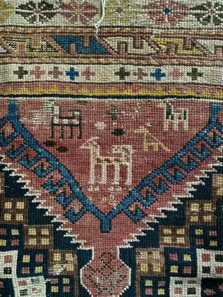 Antique 19th Century Caucasian Shirvan Kuba Triple Medallion Carpet