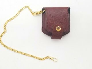 Vintage Lighter Holder Brown Leather Case With Belt Loop & Watch Chain