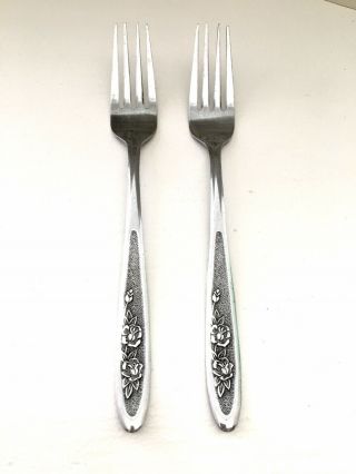 Vintage Ekco Eterna Country Garden Stainless Dinner Forks,  Set Of 2,