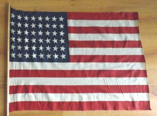 Antique 48 Star Us American Flag 32 " X 24 " Vtg Woven Cotton Patriotic Historic