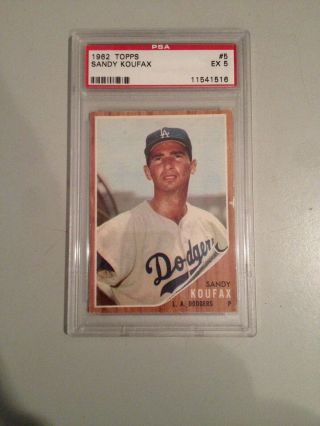 1962 Topps Sandy Koufax 5 Baseball Card (psa Graded Ex 5) 6418