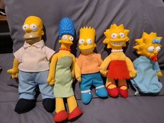 Vintage 1990 The Simpsons Plush Dolls Burger King Bart Marge Homer Lisa Maggie