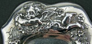 Antique Tiffany & Co.  Sterling Silver Small Tray Cherubs Cupid Trumpet Arrows