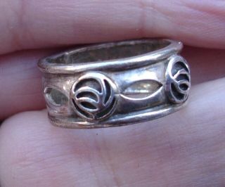 Vintage Sterling Silver Charles Rennie Mackintosh Rose Band Ring 4g Size I - J