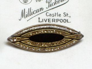 Vintage Jewellery Art Deco Pierre Bex Style Geometric Enamel Diamante Brooch/pin