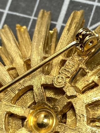 BSK Signed Vintage Brooch Pin 2” Flower Burst Gold Tone Lot2 3