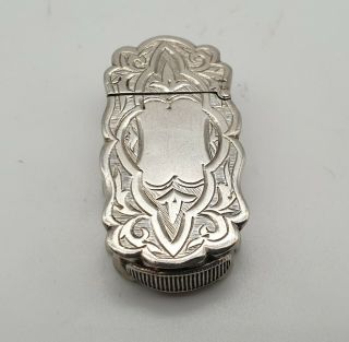 Very Unusual Antique Sterling Silver Vesta Case Birmingham 1874