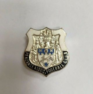 Vintage Penzance Association Football Club Enamel Lapel Badge Maker W.  O.  Lewis