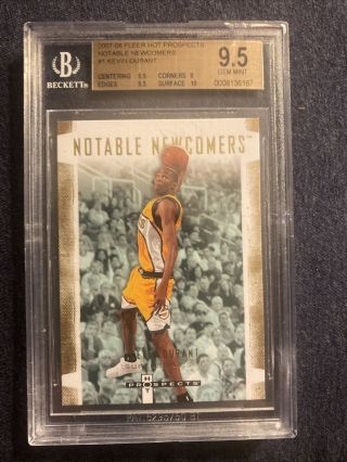 2007 - 08 Fleer Hot Prospects Notable Newcomers 1 Kevin Durant Bgs 9.  5 Gem