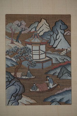 Chinese Silk Kesi Panels,  Figures In Landscape,  Early 20th Century. 2
