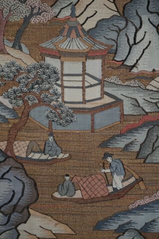 Chinese Silk Kesi Panels,  Figures In Landscape,  Early 20th Century. 3