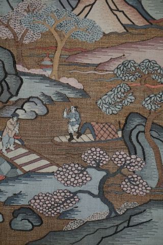 Chinese Silk Kesi Panels,  Figures In Landscape,  Early 20th Century. 4
