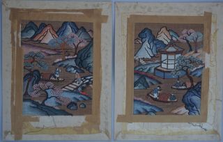 Chinese Silk Kesi Panels,  Figures In Landscape,  Early 20th Century. 5