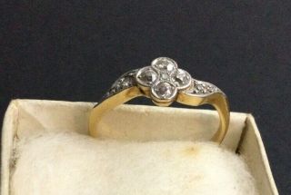 Antique 18ct Solid Gold & Platinum Victorian 7x Diamond Engagement Ring