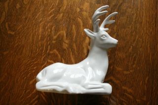 Vintage Fine White Bisque Porcelain Deer Buck