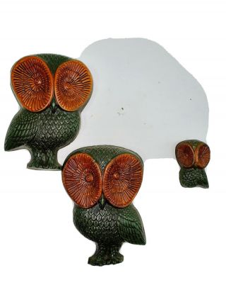 3 Vintage Owl Wall Plaques