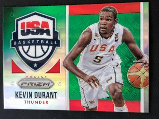 2015 - 16 Kevin Durant Panini Prizm Usa Green Refractor Prizms Sp Insert Card 9 A