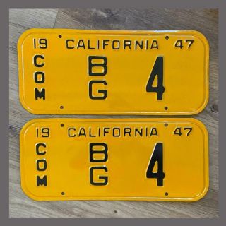 1947 California Truck Commercial License Plates Pair Repainted Dmv Clear Yom